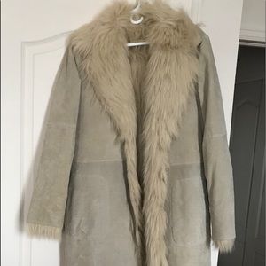 Heavy Suede with faux fur long coat!!